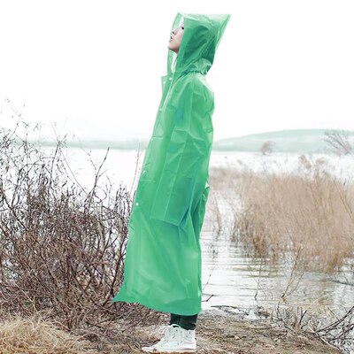 Eva Vrouwen Mannen Mode Transparante Dikke Regenjas Draagbare Outdoor Reizen Wandelen Regenkleding Waterdichte Camping Poncho Regenhoes: Green