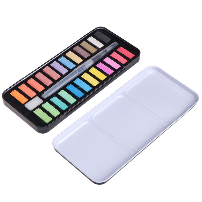 12/18/24 Solid Watercolor Paint Set Portable Drawing Brush Art Painting Supplies WXTB: 24color