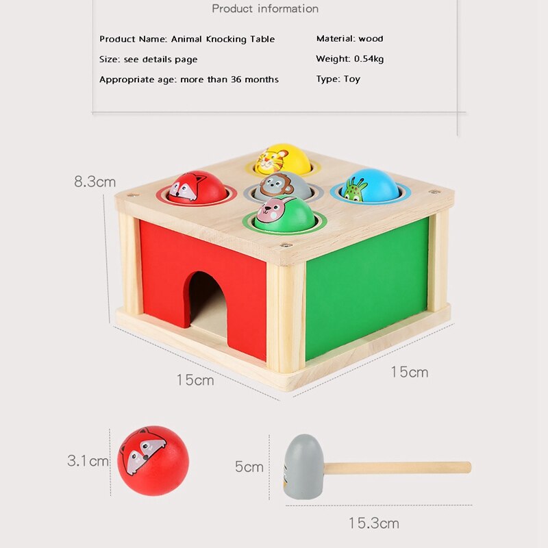 Kleurrijke Houten Hamer Speelgoed Educatief Stampende Bench Beat Speelgoed Playset Smack Dier Klop Playset Speelgoed Houten Hamer Speelgoed