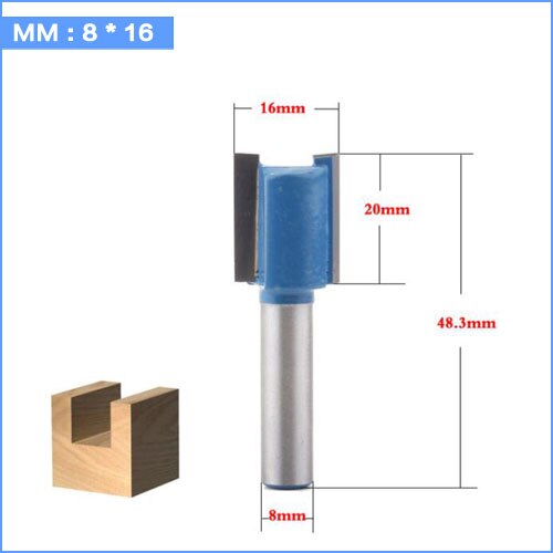 8mm Shank Straight/Dado Router Bit Set Diameter Woodworking Tools CNC Milling Cutter Endmill for Wood: 8mm X 16mm
