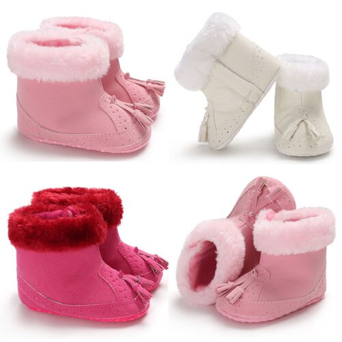 Botas de Neve do bebê 2018 Novos Infantil Com Solado Macio Anti-slip Botas Sapatinho Botas Bebê Da Menina do Menino Crianças Super Quente franja Sapatos sólidos