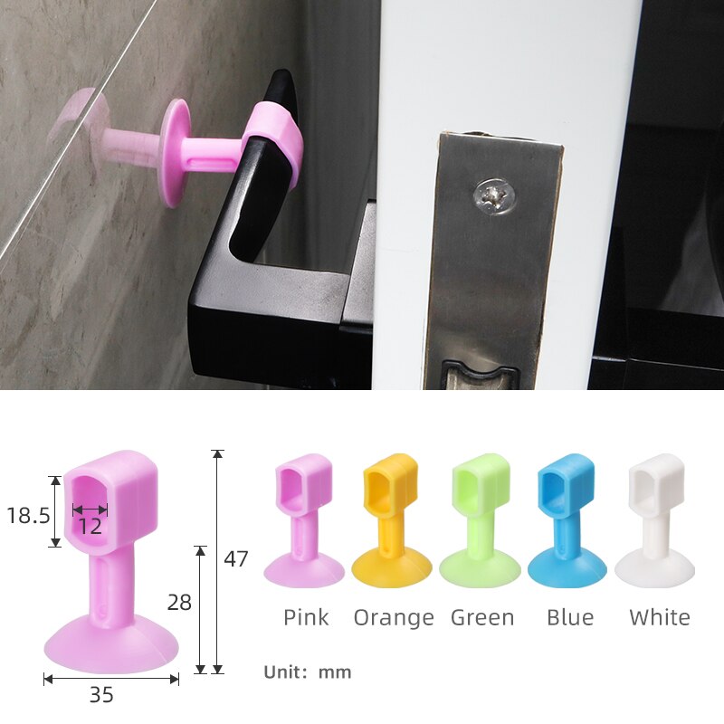 5PCS Soft Rubber Pad Doorknob Protect Wall Self Adhesive Silica Gel Door Stopper Anti-Collision Handle Fender Mute Cute Color