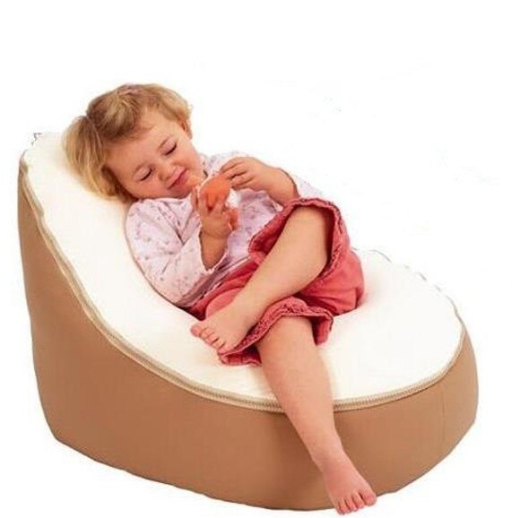 Zachte Baby Stoel Baby Bean Bag Bed Cover Zonder Vulmiddel Poef Voor Feeding Baby Snuggle Bed Met Riem Voor Veiligheid bescherming: Brown n white