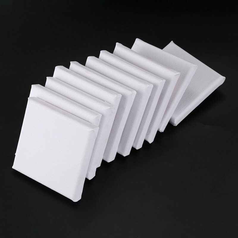 10 Stks/set Witte Lege Art Boards Mini Uitgerekt Kunstenaar Canvas Art Board Acryl Olie Verf Hout + Katoen Voor Kunstwerk schilderen