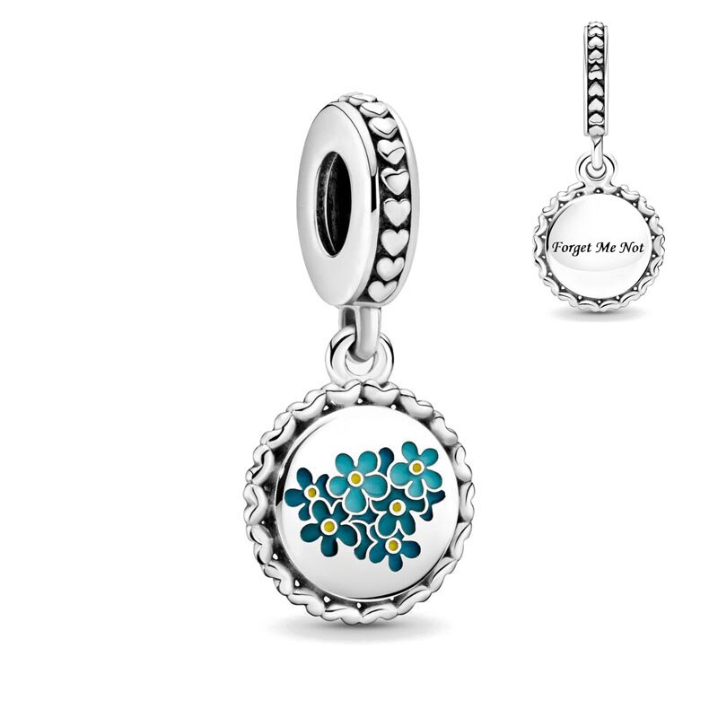 Abalorio de plata 925 para pulsera, dije con forma de flor, perro, gato, para bricolaje, Original, F040, novedad