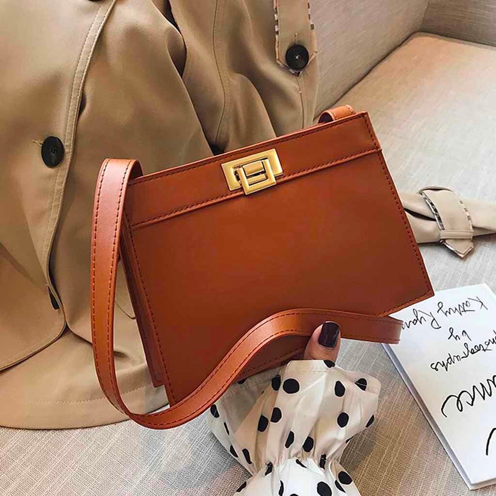 Women Handbags Women Retro Wide Shoulder Strap Messenger Bag Purse Elegent Vintage Crossbody Bags Sac A Main: Brown