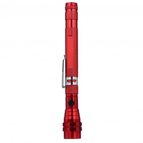 3-LED Magnetic Flashlight Pen Torch Retractable Free Bending Car Repair Light Small Pocket Linterna for Working: Red