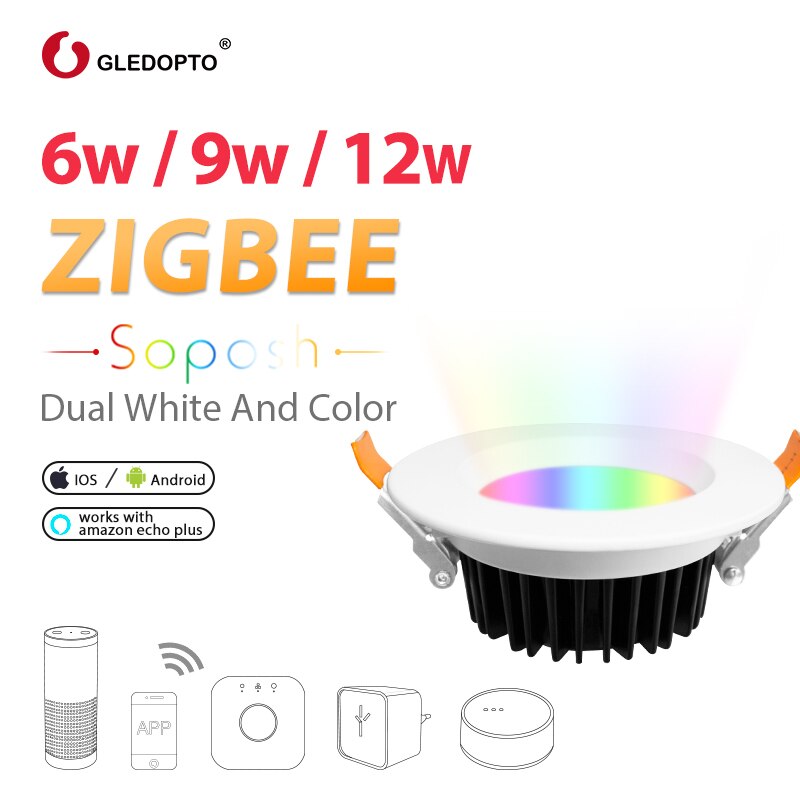 GLEDOPTO LED Downlight Smart Home ZIGBEE Light Link RGBCCT Led Dimmable Lamp Work With Ecoh Plus SmartThings Voice Control LED