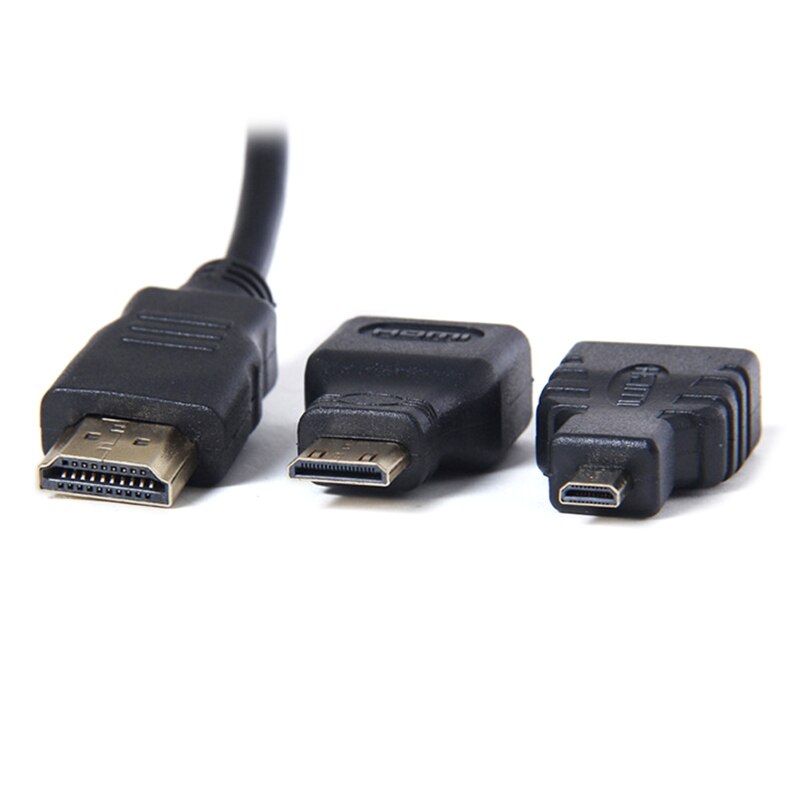 Micro Mini HDMI-compatible to HDMI-compatible Cable Male to Male 3in1 Cord 150cm for Camera Monitor Projector