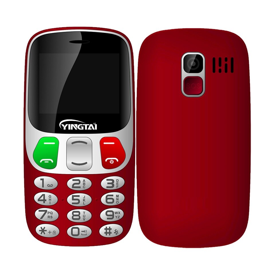 Telefones celulares virtuais da barra do teclado da tela grande de yingtai/tecla melhores do que o telefone móvel sênior 1000 mah 2.4 "de nokia para idosos fm: Basic / Vermelho