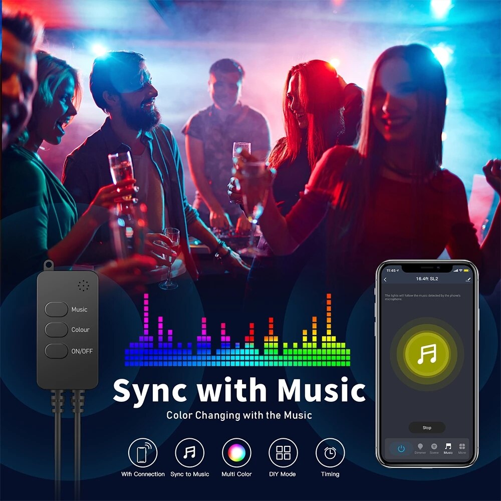 Tuya WiFi Smart LED Fairy Lights IP65 WaterProof RGB Strip Light Alexa Google Home Remote Christmas Tree Lights Decor Smart Life