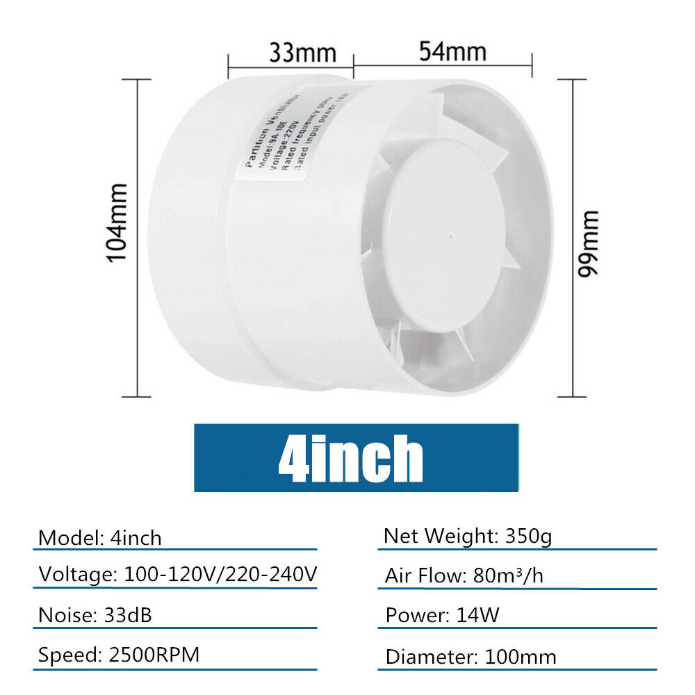 Hon&Guan 4'' 5'' 6'' Round Ceiling Window Exhaust Fan Ventilator 220V Ventilation Vent Air Extractor for Bathroom Kitchen Hood