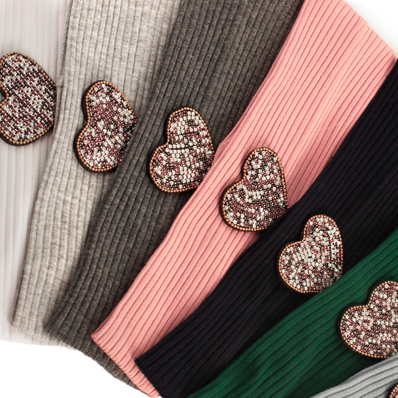 Vrouwen Strass Hart Zachte Ribbels Hoofdband Yoga Sport Haarband Gebreide Katoen Hoofddeksels Tulband Haarband Met Accessoires