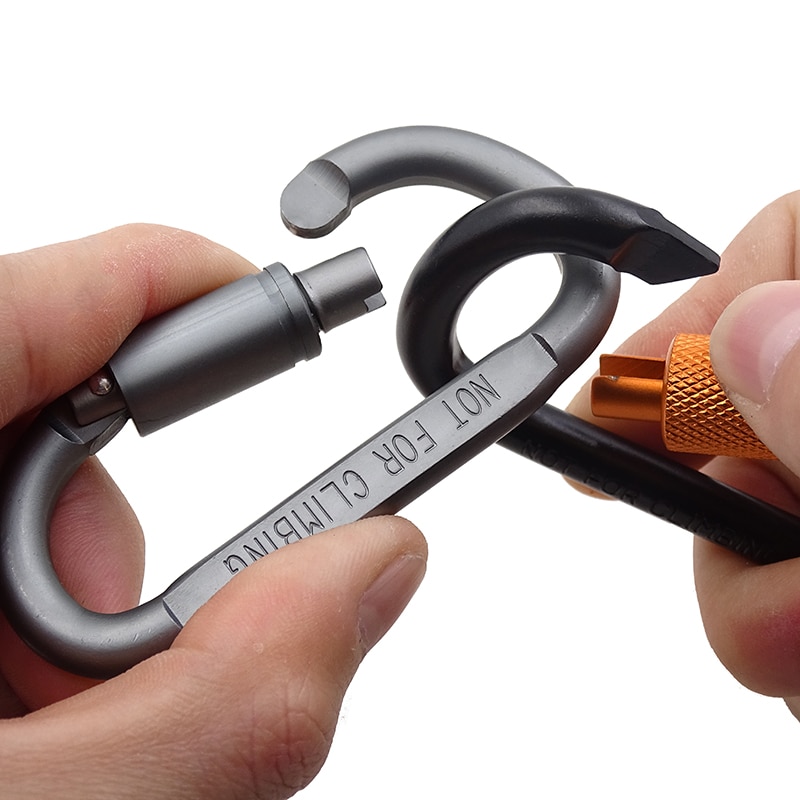 Karabijnhaak clip aluminium karabijnhaak multitool survival klimmen karabijnhaak sleutelhanger sleutel d-vorm schroefslot fleshaak hangend
