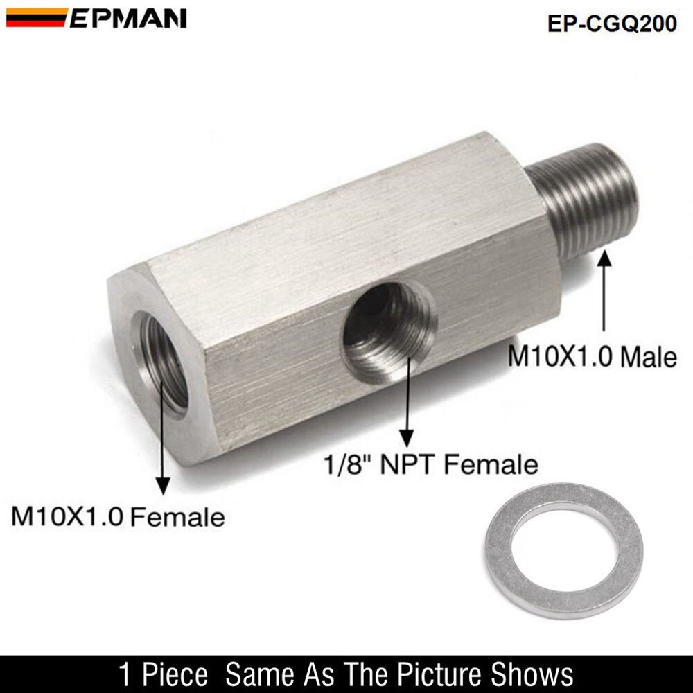 EPMAN 1/8'' NPT & 1/8" BSPT & M10 Oil Pressure Sensor Tee Adapters Turbo Supply Feed Line Gauge Stainless Steel CGQ200: CGQ200