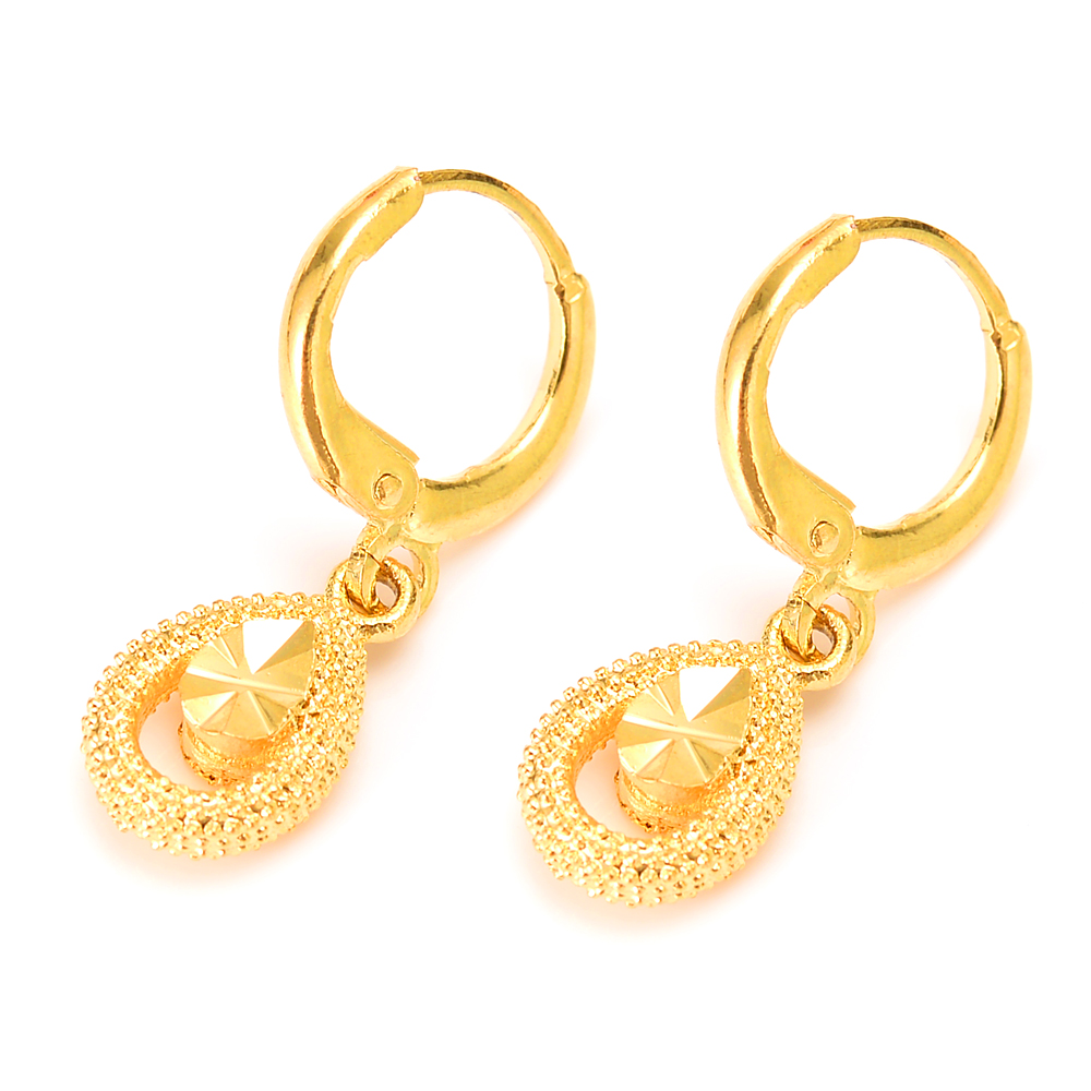 Hearts Earrings 22K 23K 24K Thai Baht Yellow Gold GP Jewelry Women