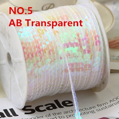 100Yard 6Mm Ab Plating Kleur Spangle Pailletten Lint Op Trim, platte Ronde Sequin Naaien Pailetten String In Roll Voor Wedding Craft: AB TRANSPARENT