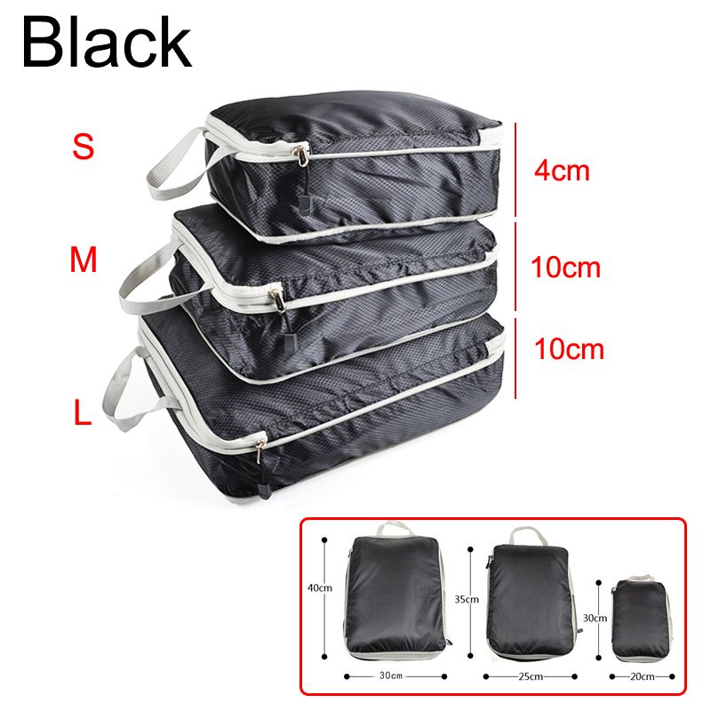Reise Lagerung Tasche Kompressible Verpackung Für Einfache Lagerung dauerhaft Kleidung Würfel Große Kapazität Nylon Tasche Für Kleidung Lagerung: M / Schwarz