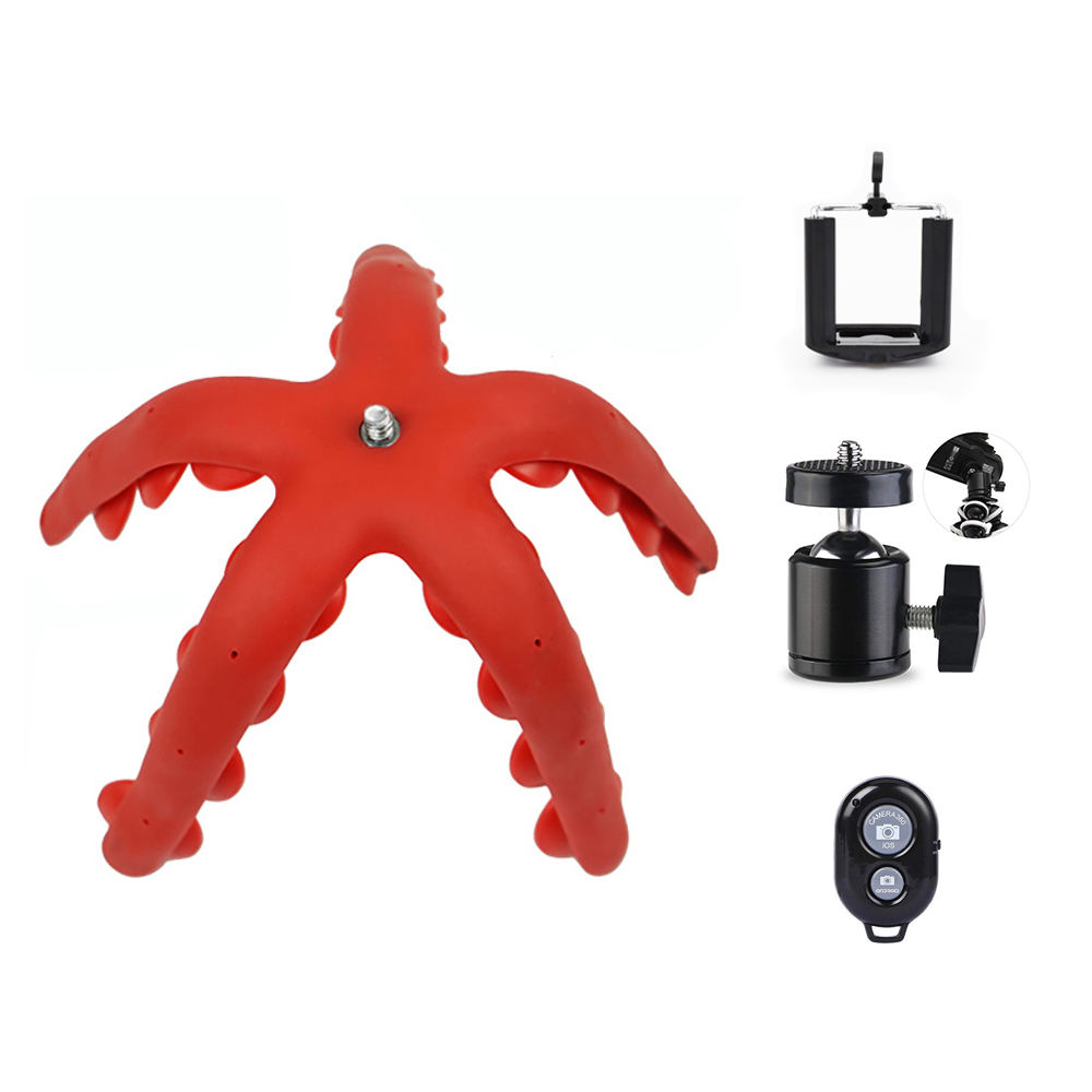 Mini Tripod Outdoor Portable Shooting Bracket for mobile Phone CameraOctopus Tripod 5 Legs Mobile Holder Flexible Desktop Stand: ball head remote