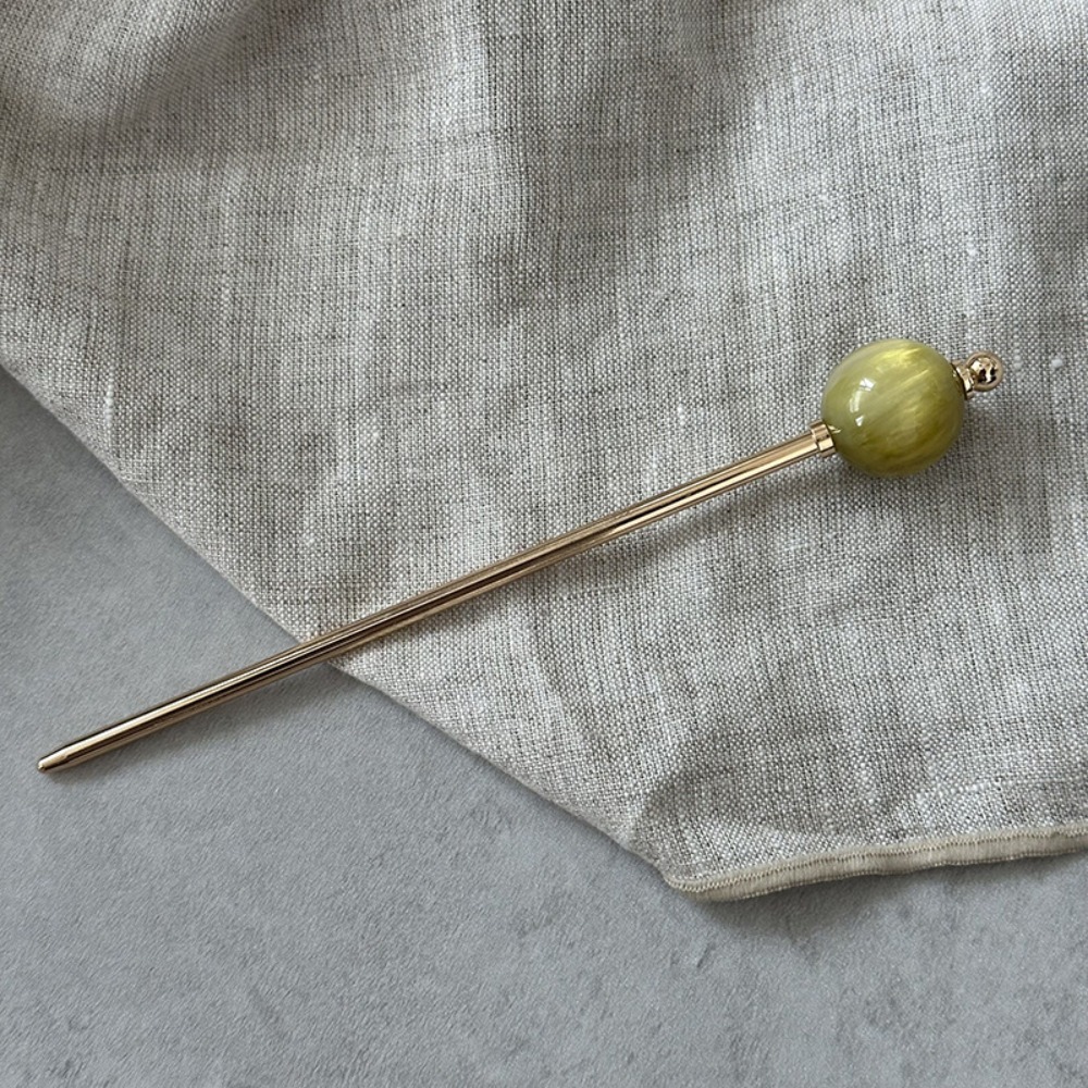 Modern Chinese Style Round Ball Metal Hairpin Fresh Alloy Panfa Artifact Simplicity Advanced Sense Hair Clip Headdress Stick: Silver