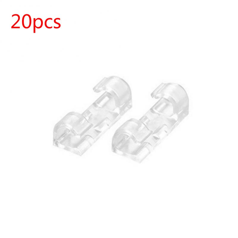 20pcs/set Finisher Wire Clamp Solid Desk Wire Clip Organizer Office Accessory Bobbin Winder Wrap Cord Cable Manager Cord Holder: Transparent 20pcs