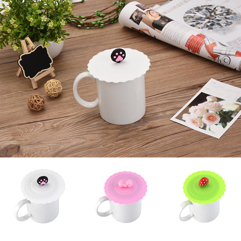 1pc søte frukter pryder vann drikkebeger lokk silikon anti-støv bolle deksel kopp forseglinger glass krus lokk tekopp deksler diameter 10cm
