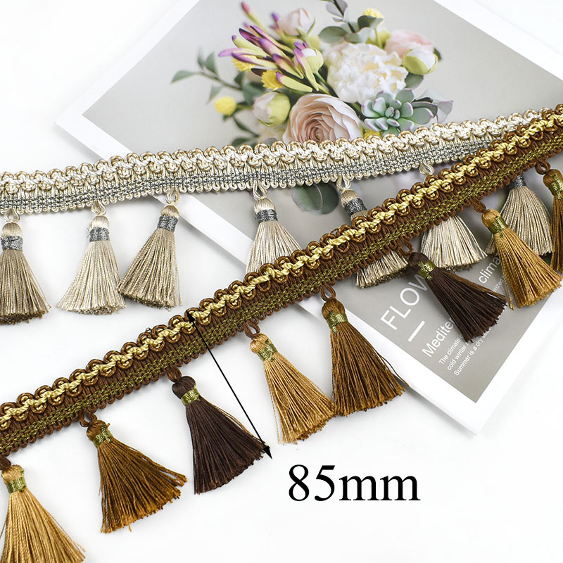 1/2Meters Meetee 85mm Wide Curtain Trim Tassels Lace Fringe Ribbon DIY Handmade Mantle Sofa Hometextile Decortion Accessories