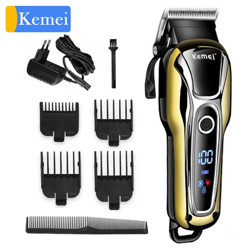 Kemei Hair clipper hair trimmer for men beard electric cutter hair cutting machine haircut LCD Cordless corded 5: KM1990