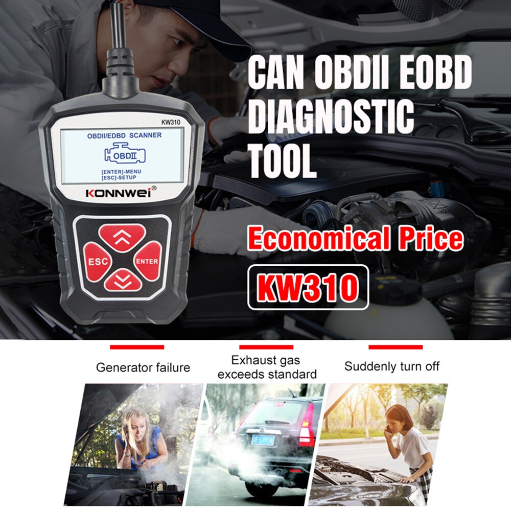 KONNWEI KW310 Obd2 Car Diagnostic Tools Automotive Scanner OBD 2 Engine Analyzer Code Reader Vehicle CAN Obdii Scan Tool tester
