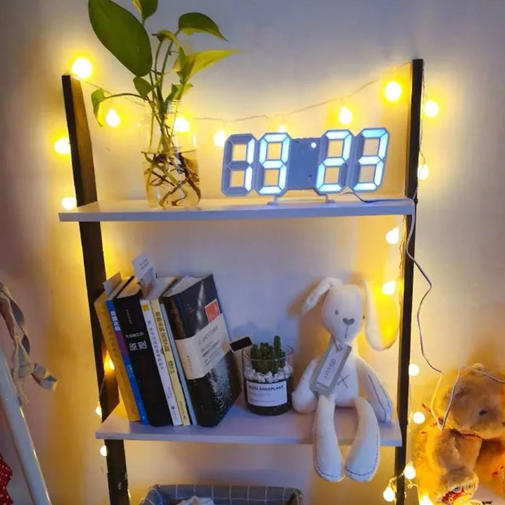 3d Led Digitale Klok Lichtgevende Mode Wandklok Multifunctionele Creatieve Usb Plug In Elektronische Klok Huisdecoratie
