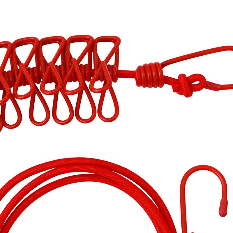 Elastic Washing Line With 12 Clips Travel Portable Retractable Clothesline Home Socks Underwear Clothes Hanger Rack Clothesline