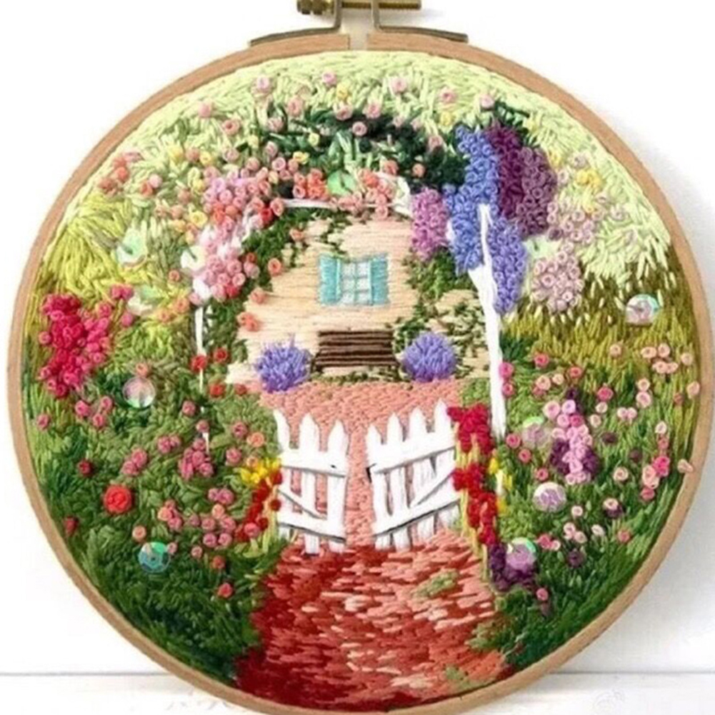 15cm House/Shop DIY Ribbon 3D Embroidery Kit Home Decor Needlework Sewing Crafts