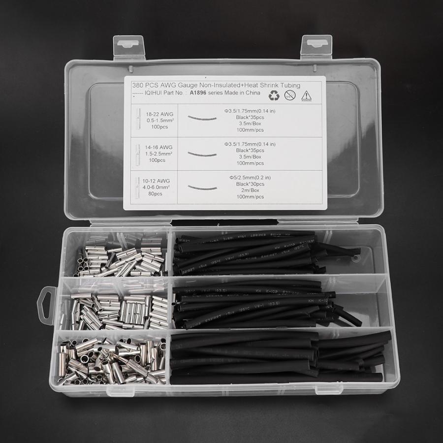 380 Uds de cobre no aislado de empalme conector de cable termorretráctil tubo, Kit de Terminal para barco Terminal de cable accesorios de Auto