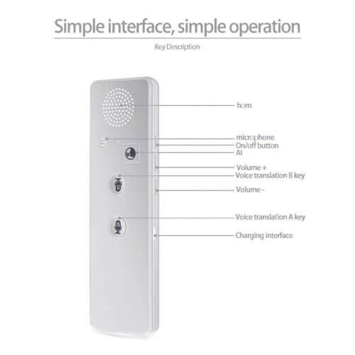 Translation Kit Intelligent Bluetooth 4.1 Translator 40 Languages Instant Voice Pocket Device Study Business Portable Translator