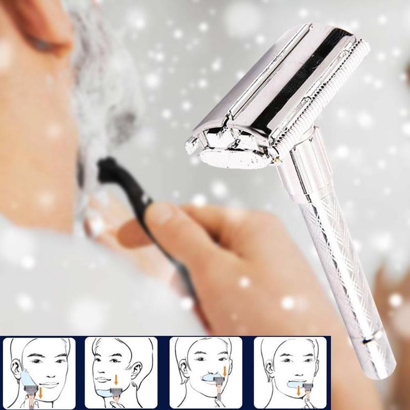 Manual Beard Shaver Traditional Style Men Face Care Safety Shave Stainless Blade Steel Smooth Tool Razor W2V0