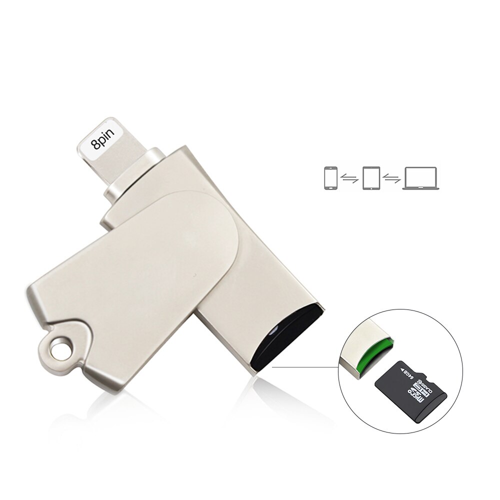 Dr.memory metalen micro sd-kaartlezer voor ipad/iphone 5se 6s 7 plus geheugenkaartlezer otg tf-kaartlezer voor iphone-kaartadapter