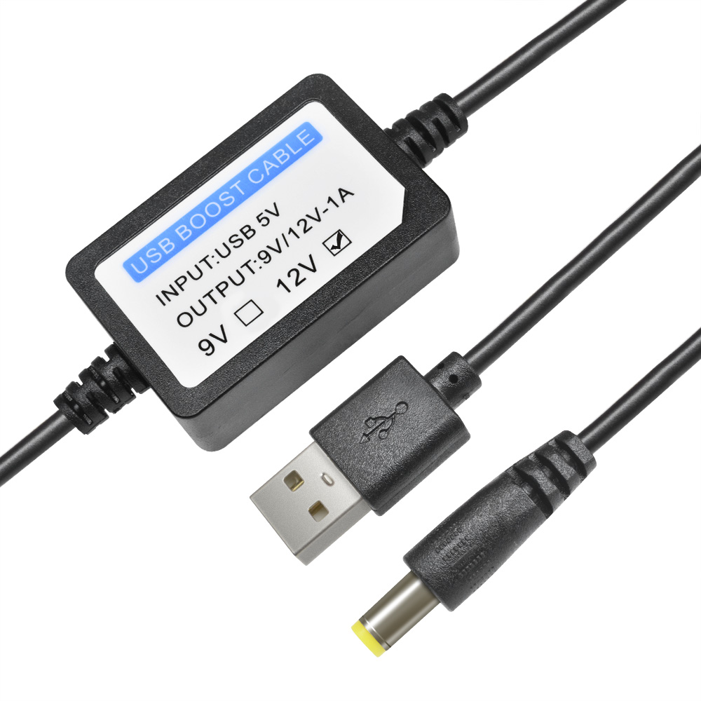Usb til dc konverteringskabel 5v to 12v/9v 1a spændings-step-up-kabel booster strømkonverter adapter tilslutning han 1.3m usb opladning: Sølv