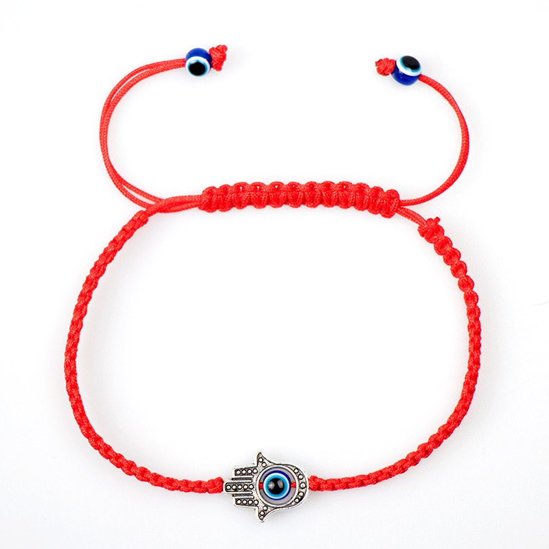 Pulsera de hilo rojo de la suerte para pareja, amuleto de buena suerte para cuerda de éxito, pulsera trenzada de ojos malvados, de joyería hecho a mano, 2-12 Uds.: Negro / Color amarillo dorado claro