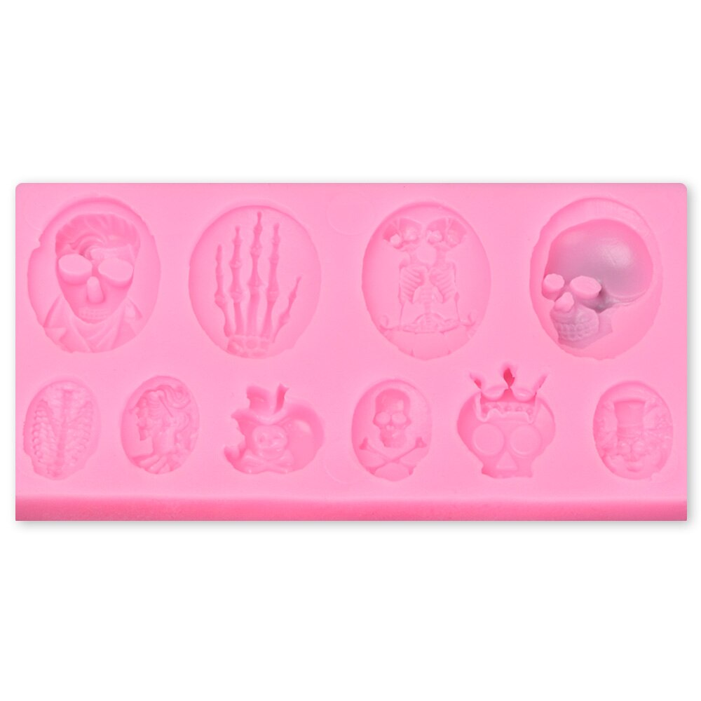 Happy Halloween Silikon Formen Halloween Harz Form Schädel Hand Bat Geist Form Casting Formen Schmuck Keychain Herstellung Liefert: pink