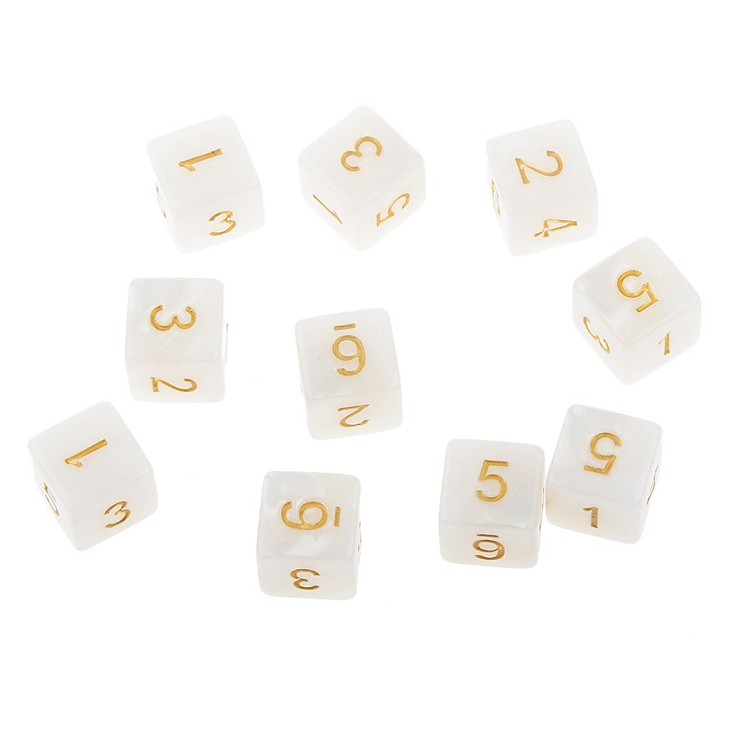 Dados TRPG D & D, 10 Uds., juegos de rol, múltiples caras D6 D10 D12 D20 dados: White 16mm