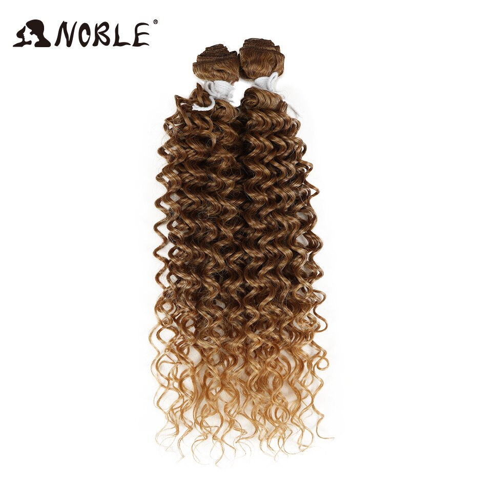 Noble Synthetisch Afro Kinky Krullend Haar Diepe Golf Haar Bundels Extensions Bruin Zachte Super Lang Haar Weave Haar Hittebestendige: T-H037-H065
