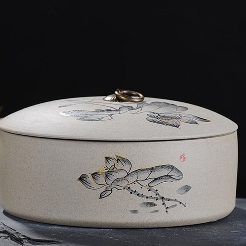 Tea Cake Jar Tea Jar Coarse Pottery Jar Ceramic Cans Seal Cans Laminated Tank Been Nuts Tank Spices Storage Tank Bean Cans: heyunsanceng