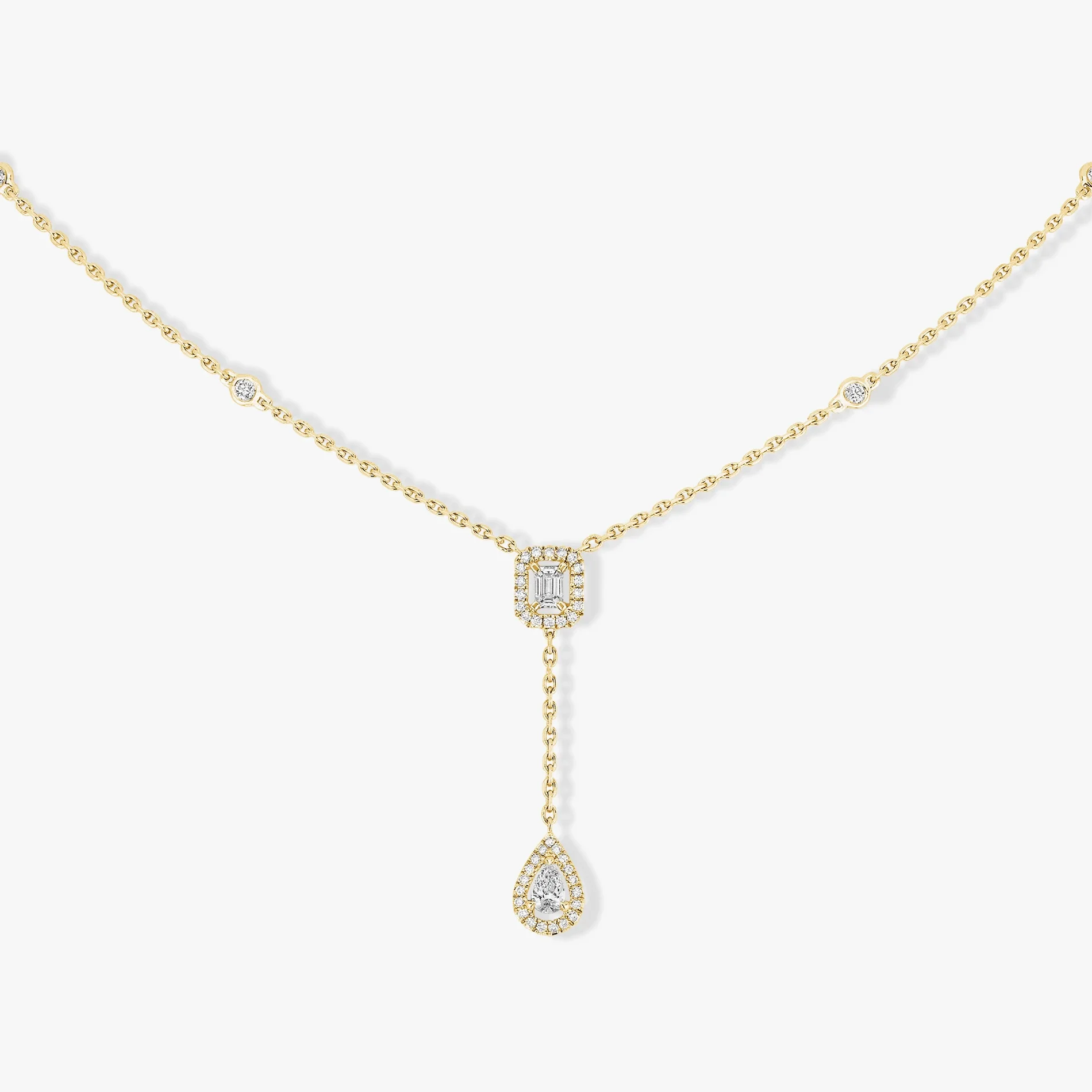GM – collier Surprise en diamant scintillant pour femmes, haut de gamme, Style Ins, chaîne de pull en forme de Y, goutte d'eau, diamant carré, 2024