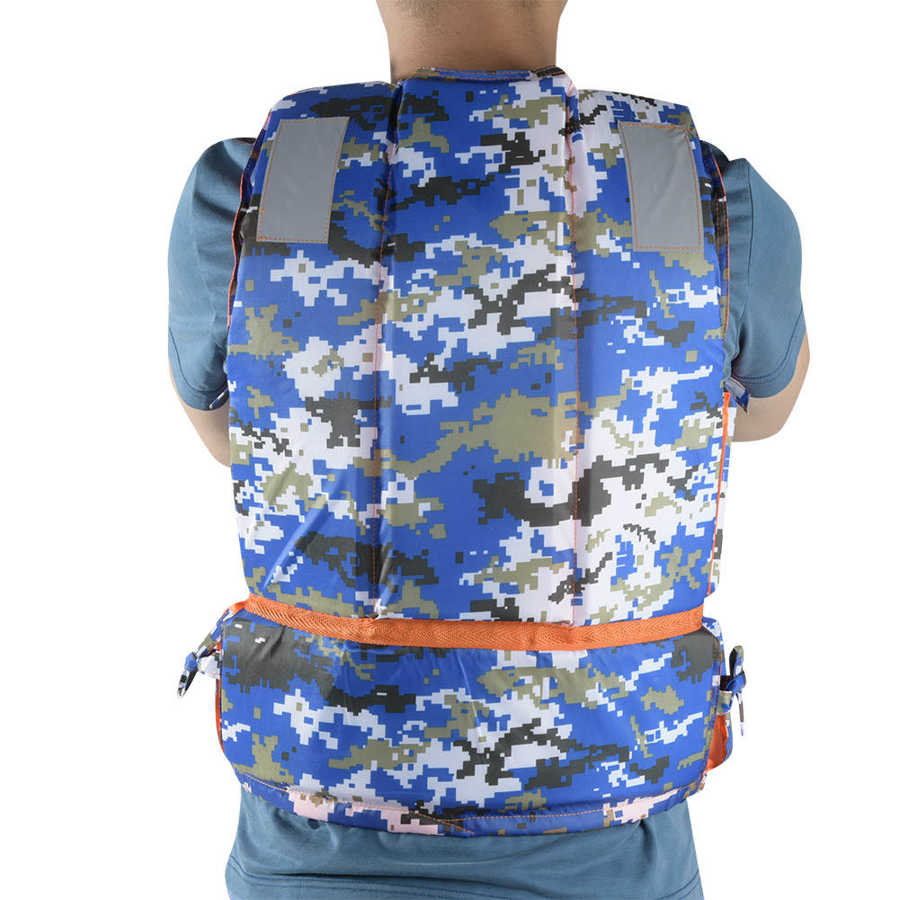 Adult Life Vest Swimming Floating Life Jacket Surfing Boating Buoyancy Vest Aid Swimming Life Jacket Blue and Camouflage