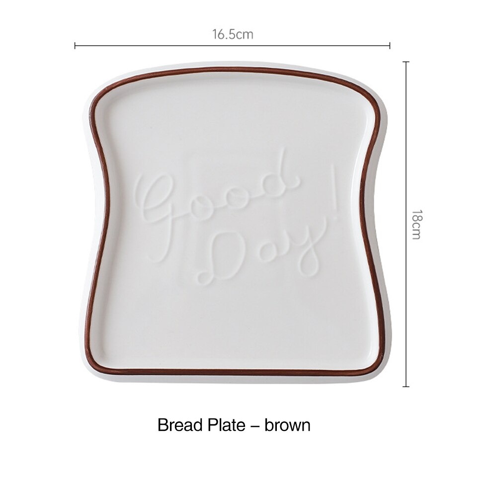 1PC Square Embossed Ceramic Plate Breakfast Toast Plate Fruit Bread Display Cake Tray Salad Plate Kid's Kitchen Tableware: Brown