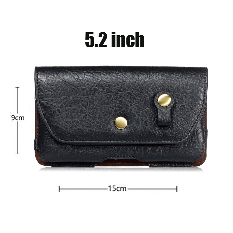 4.7 - 6.4 inch Retro Magnetic Holster Belt Bag Clip Phone Cover For Samsung A70 A50 A30 A20 A40 Note 10 Plus Waist Leather Case: 5.2 INCH Black