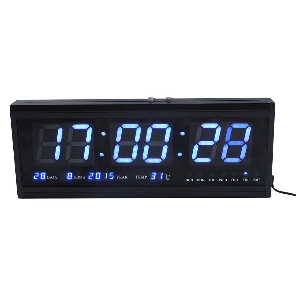 48cm Digital Wall Clock Big LED Time Calendar Temperature Desk Table Clocks LED Wall Watch Relogio De Parede Home Decoracion: Sky Blue
