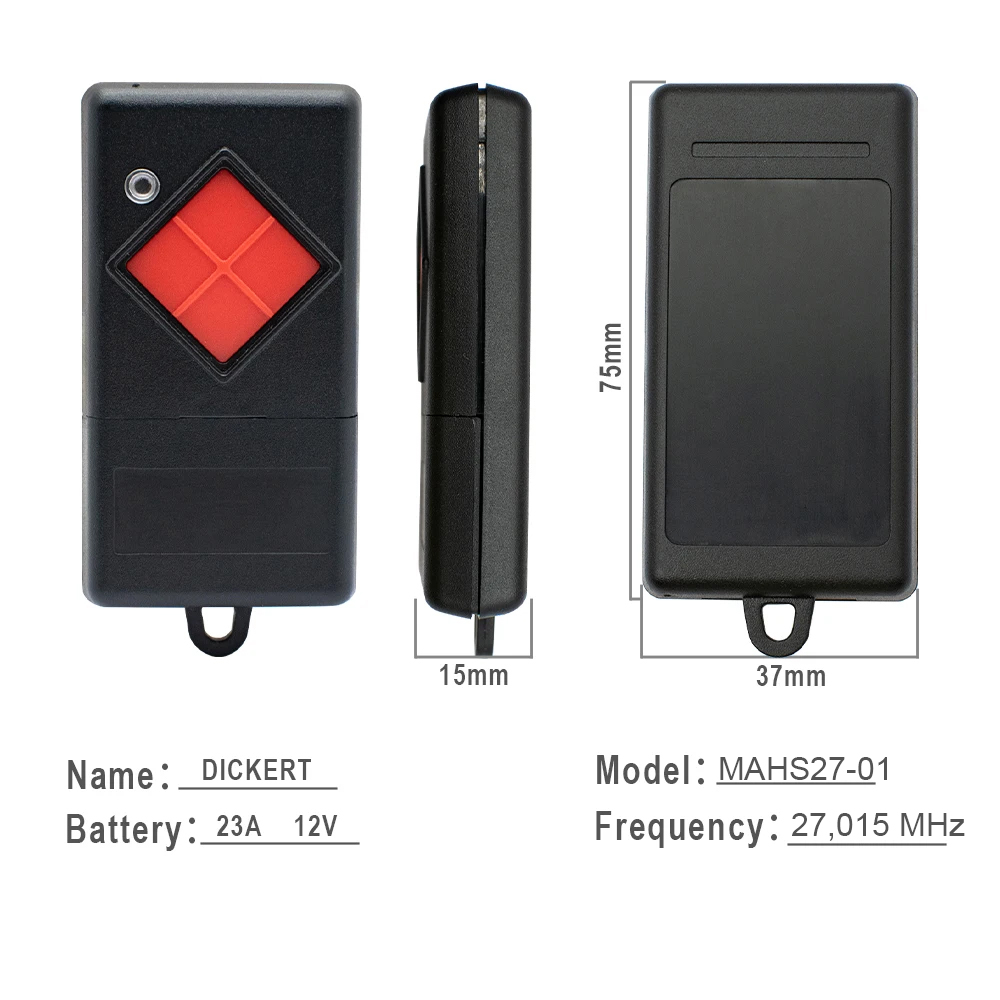 Dickert MAHS27-04 MAHS27-01 27,015 MHz Garagentor-Fernbedienung Dickert MAHS27 27 MHz Handsender