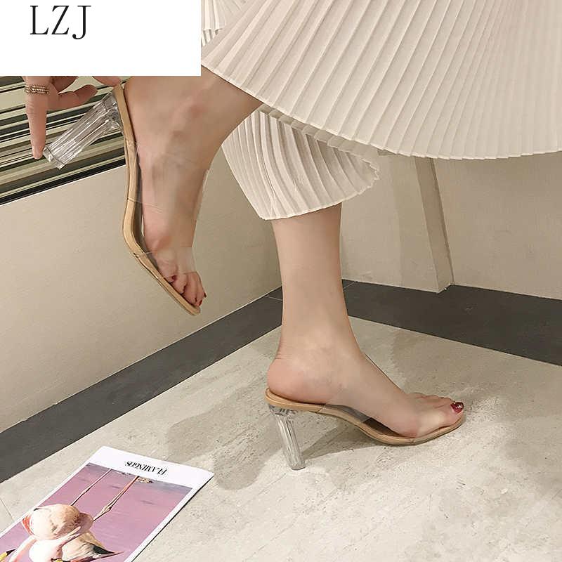 Klare hæle hjemmesko kvinder sandaler sommersko kvinde gennemsigtige høje pumps bryllup jelly buty damskie høje hæle