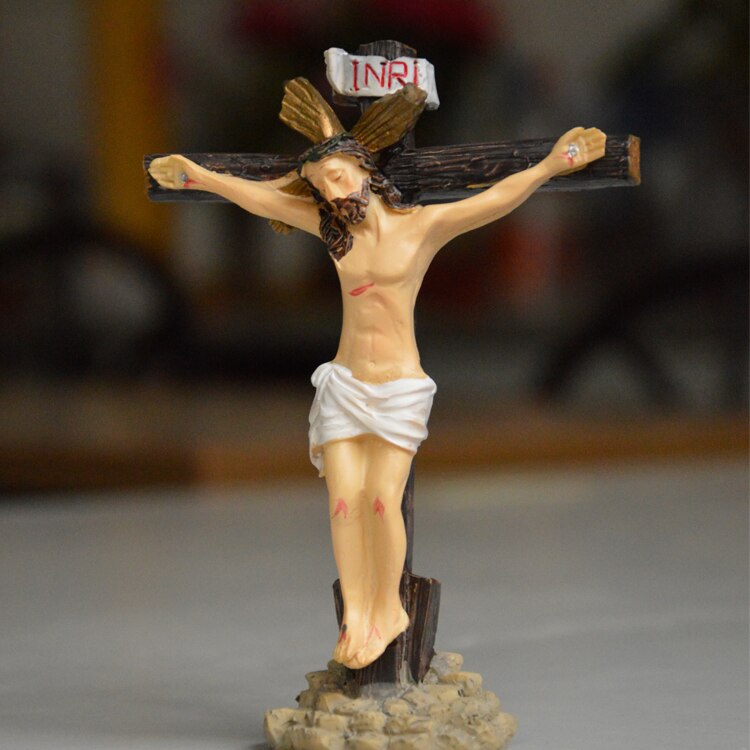 Arte sagrada católica cruz jesus desenho animado vintage pêndulo mesa decoração